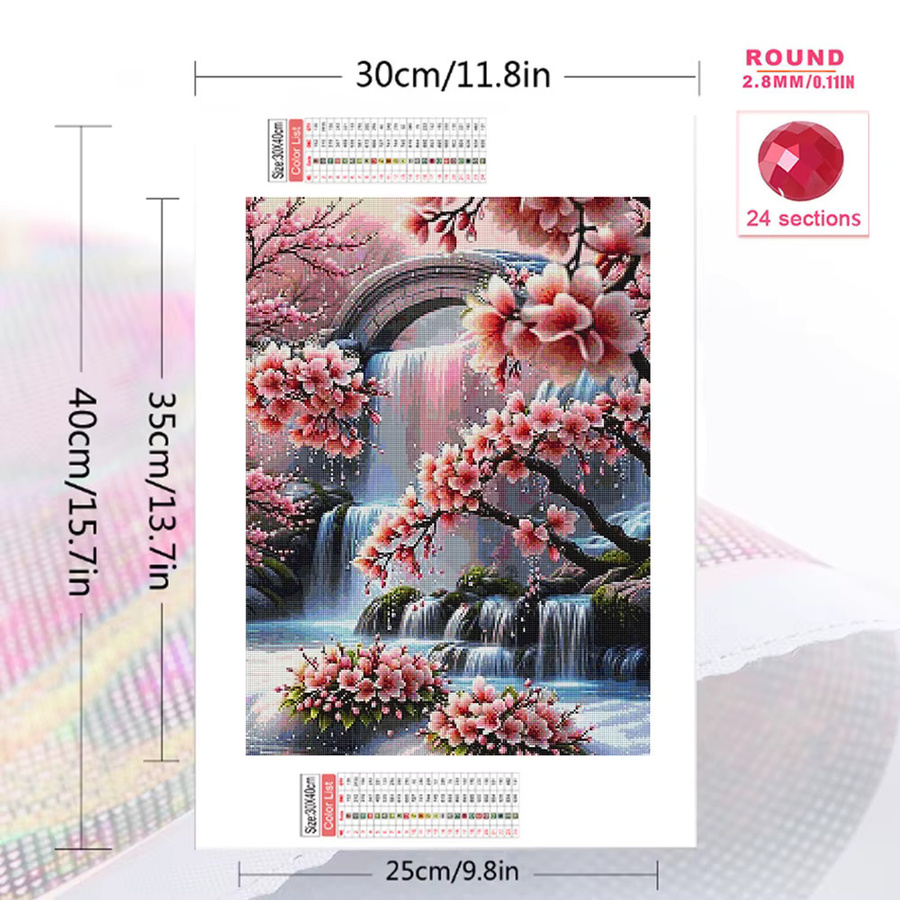 Momoart Diamantmalerei DIY Bild Wasserfall-Landschaft mit Blumen als Strass-Stickerei in Multicolour, B/H: 20 x 30 cm - Bild 2