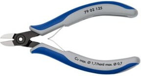 Knipex Präzisions-Elektronik-Seitenschneider mit Rundkopf und kleiner Facette, Blau, 125 mm - Bild 1