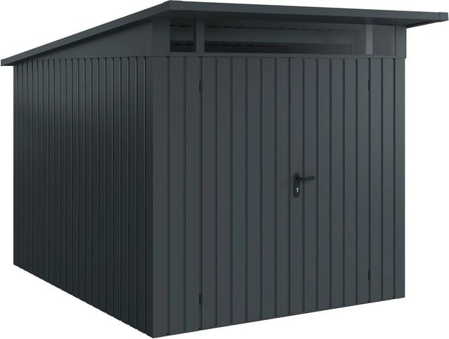 EcoStar Gerätehaus Euroline Pultdach in Anthrazitgrau mit 2-flügeliger Tür und Acrylglas-Oberlicht, B: 310 cm, H: 229 cm - Bild 1