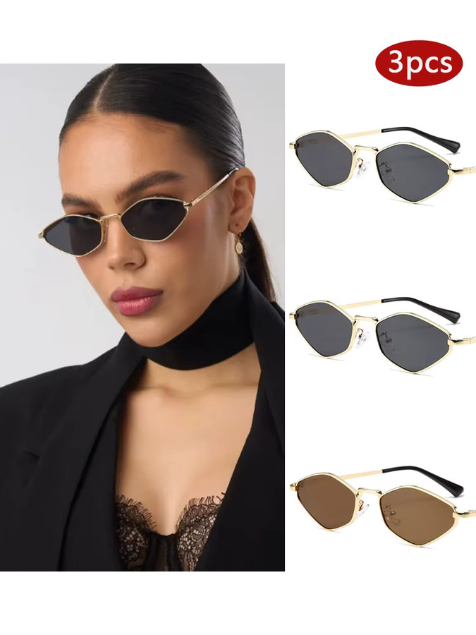 Julyrays Sonnenbrille, hexagonal, Metall, Vollrand, Multicolor, Gold - Bild 4