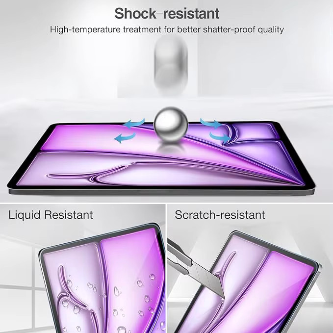 2 Stück Gehärtetes Glas Displayschutzfolie für Apple iPad Pro, Air und Mini, transparent - Bild 3