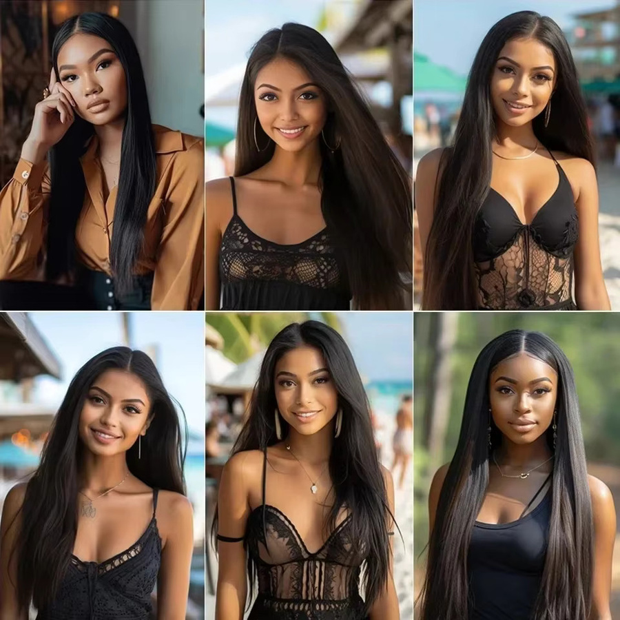 BINF Indische Echthaar-Bündel, glatt, unbehandelt, Damen - Bild 6