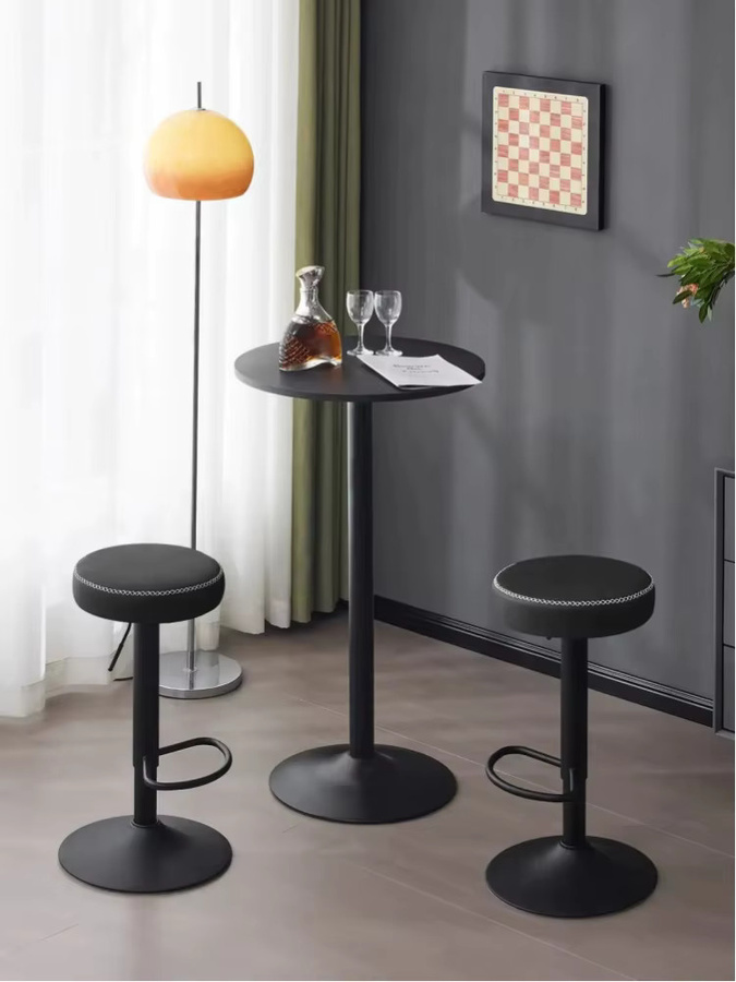 Eugad 2er Set Kunstleder Barhocker Anthrazit Höhenverstellbar mit Fußstütze und Drehsitz im Vintage-Design - Bild 5