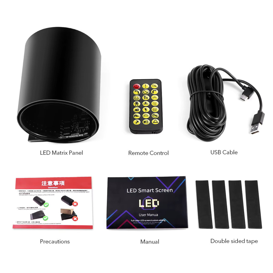 Flexibles USB LED Matrix Pixel Panel Display in RGB Multicolour für DIY Text- und Werbeanimationen, Schwarz - Bild 4