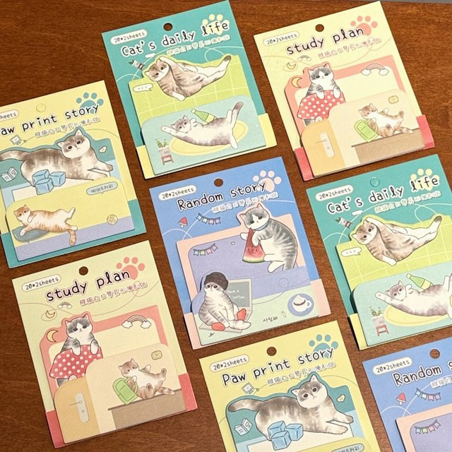 Post-it Haftnotizen mit Cartoon-Katzen-Planer, Multicolor, 40/160 Blatt - Bild 1
