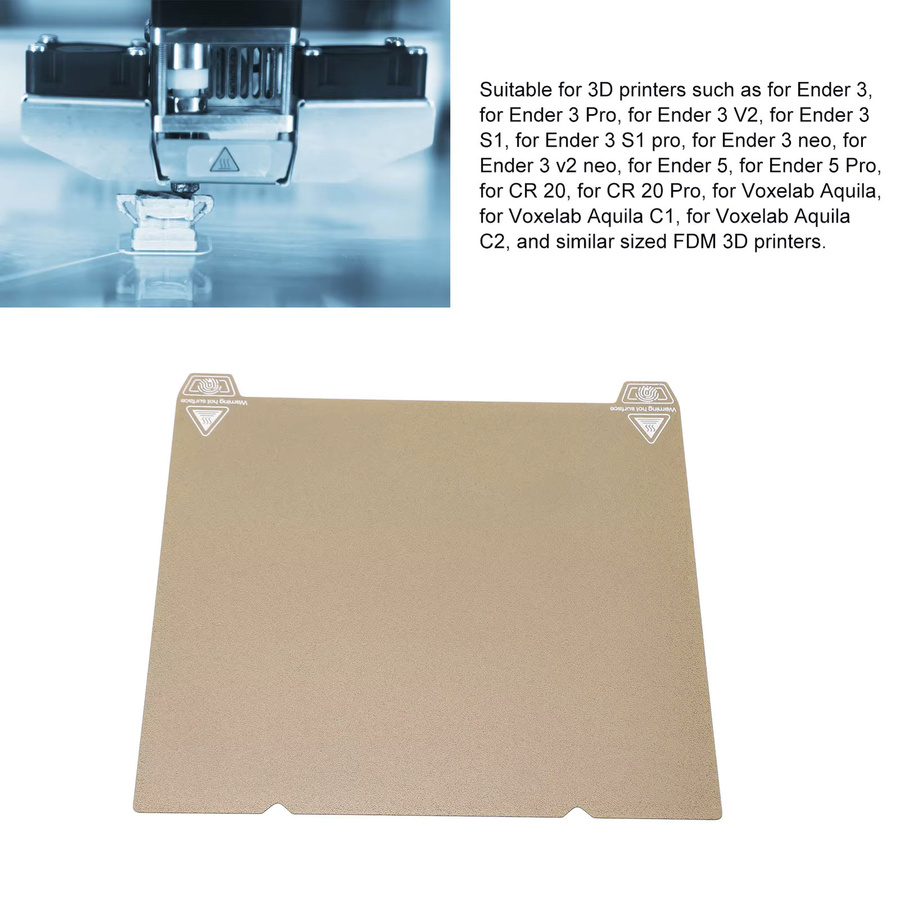 Doppelseitiges PEI-Druckerbauplatte für FDM-3D-Drucker, Gold, B/B: 235 x 235 mm, passend für Ender 5 S1 - Bild 2