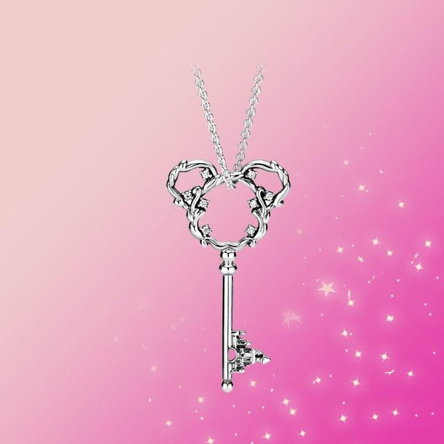 Halskette mit Anhänger Maus, 925 Silber, pink, Damen - Bild 1
