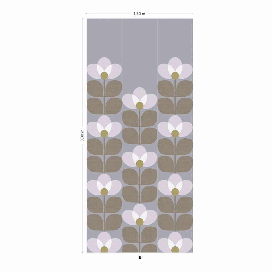 Isidore Leroy Mural Flower Neige Panel B Wandtattoo mit floralem Design in Beige und Multicolour aus Vlies - Bild 1
