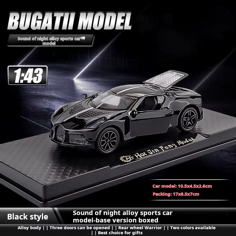 MAKEDA Bugatti Spielzeugauto, 1:43, Metall, Blau, Schwarz - Bild 1