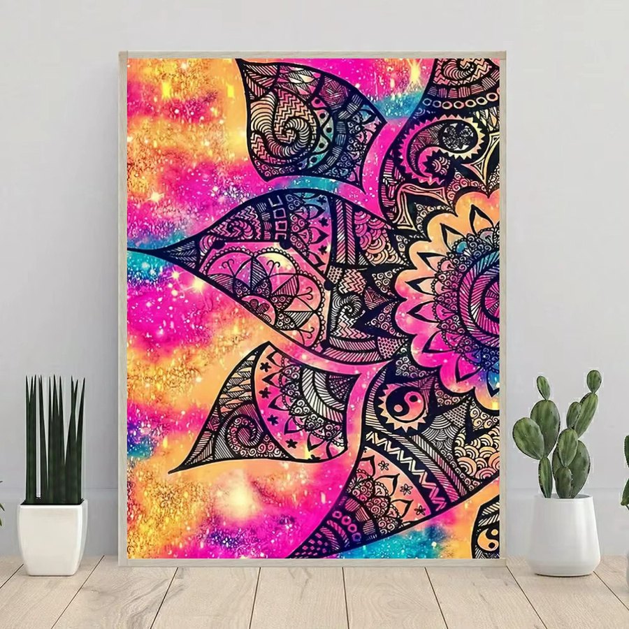 YUTTEE Diamant Stickerei Mandala Bild mit Blumen und geometrischen Mustern, rund, Multicolour, B/H: 30 x 30 cm - Bild 2
