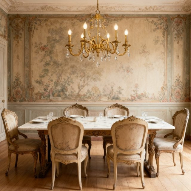 SANDYHA Klassischer französischer Kristall-Kronleuchter aus Messing in Gold mit 5 Flammmen für Wohnzimmer, Esszimmer und Küche - Bild 1