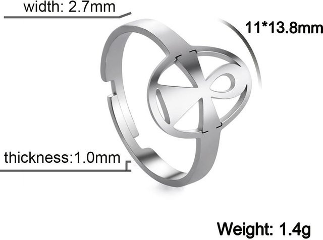 Ankh Kreuz Ring Edelstahl, Gold, Unisex, verstellbar - Bild 1