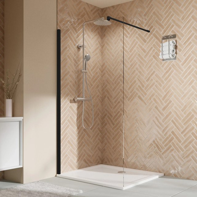 Breuer Duschwand Elana 2.0 Walk-In Alleinstehend Klarglas Schwarz B: 200 cm, T: 120 cm - Bild 1