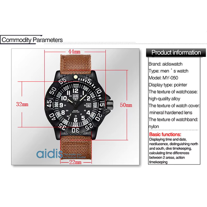 ADDIESDIVE Armbanduhr, Quarzuhr, Messing, Schwarz, Herren - Bild 4
