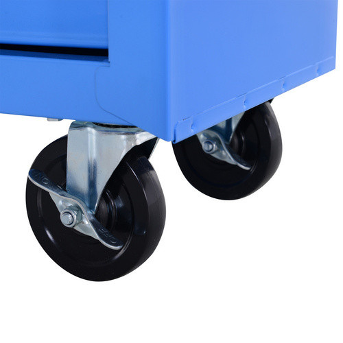 HOMCOM Werkstattwagen aus Metall mit 5 Schubladen, fahrbarer Werkzeugwagen mit Rollen und Feststellbremse, Blau oder Rot, B/T/H: 33,0 x 23,0 x 77,0 cm - Bild 3