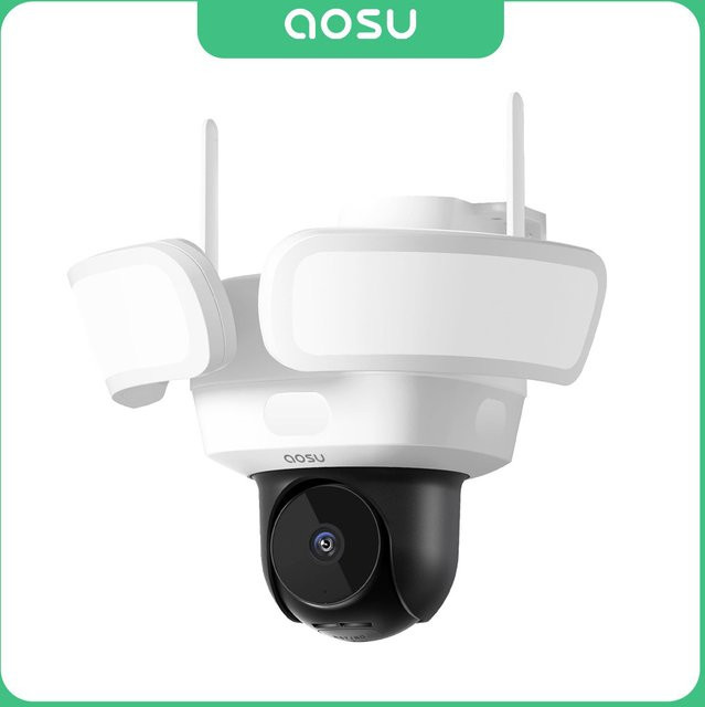 AOSU 3K UHD WLAN-Flutlichtkamera für den Außenbereich, Refurbished, Farbe: Weiß, mit Farbnachtsicht, PIR-Erkennung und 2-Wege-Audio - Bild 1