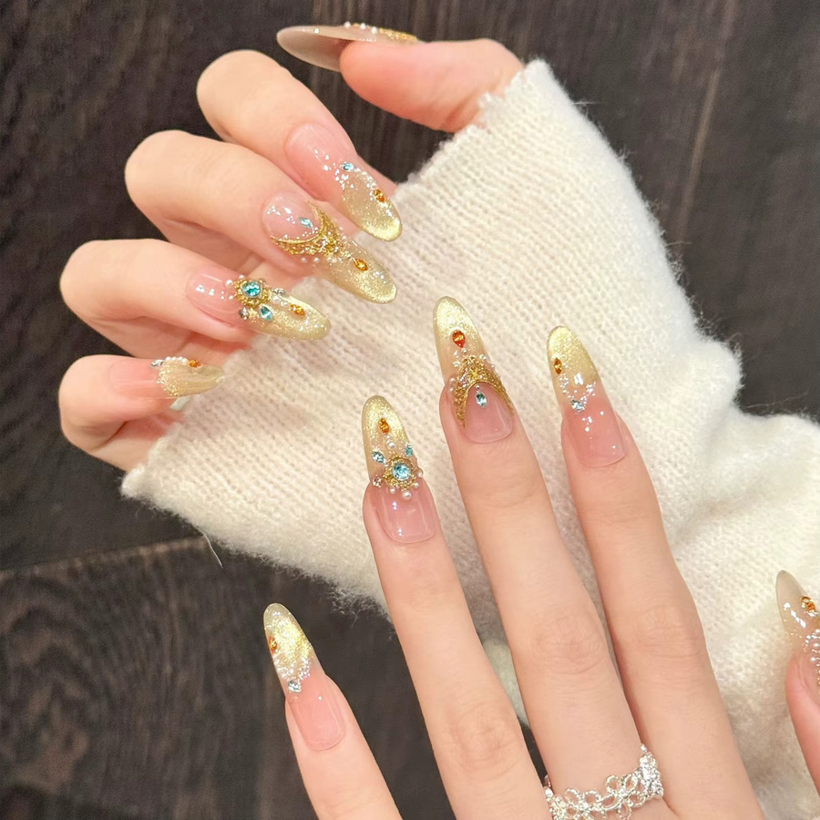 YADORNOS Kunstnägel zum Aufdrücken, Rosa Gold, Glitzer, 10 Stück - Bild 2