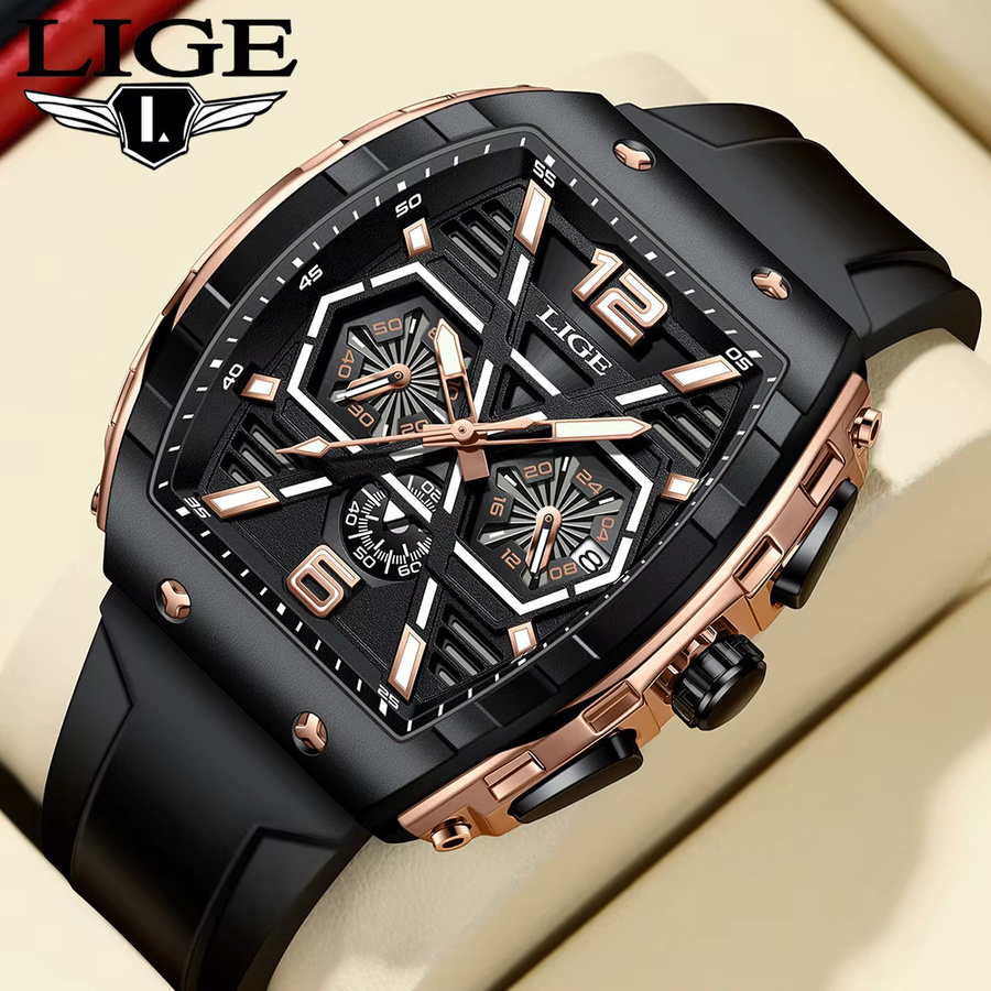 Lige Armbanduhr Quarz, Silikon, Schwarz, Herren - Bild 2
