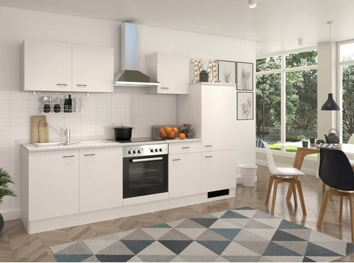 Moderne Küchenzeile Flex-Well WITO mit Einbaugeräten in Weiss, Breite: 270 cm, Tiefe: 57 cm, Höhe: 82 cm - Bild 1