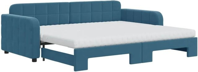 vidaXL Tagesbett ausziehbar mit Matratze in Blau aus Samt, B/T/H: 90 x 200 cm - Bild 1