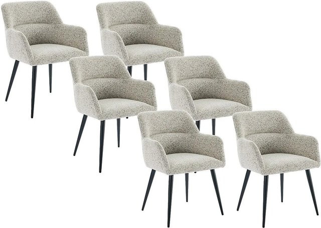 Vente-unique Stuhl Heka in Creme mit Tweed-Stoff und Metallgestell, Breite: 59,5 cm - Bild 1