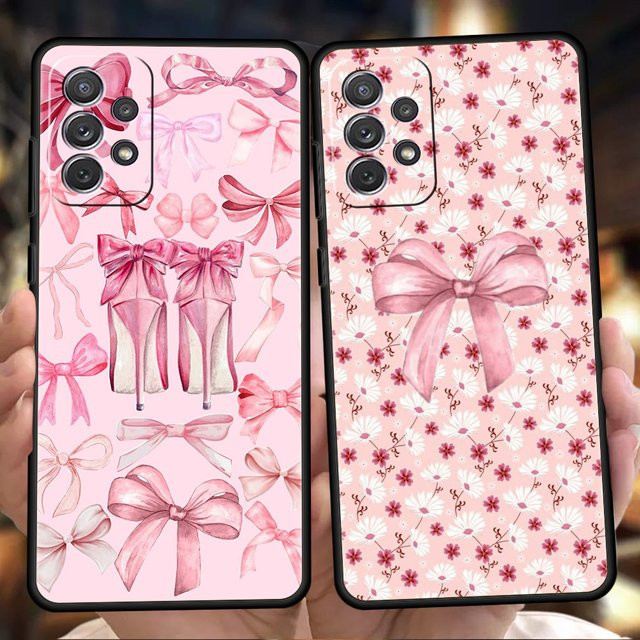 CreateXin Handyhülle mit rosa Schleifenmuster für Samsung Galaxy A55 A53 A52 A51 A41 A35 A32 A25 A23 A15 A13 A71 A72 aus weichem TPU - Bild 1