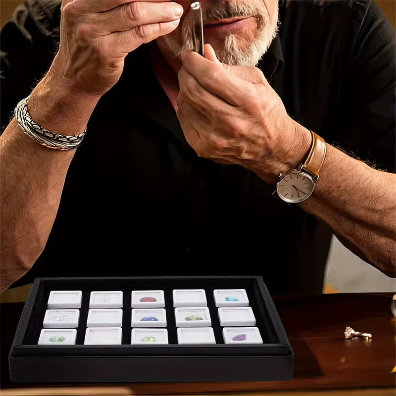 Lesaiyarr Aufbewahrungsbox für Diamanten und Edelsteine mit weißem Schwammeinsatz in Schwarz oder Weiß - Bild 4