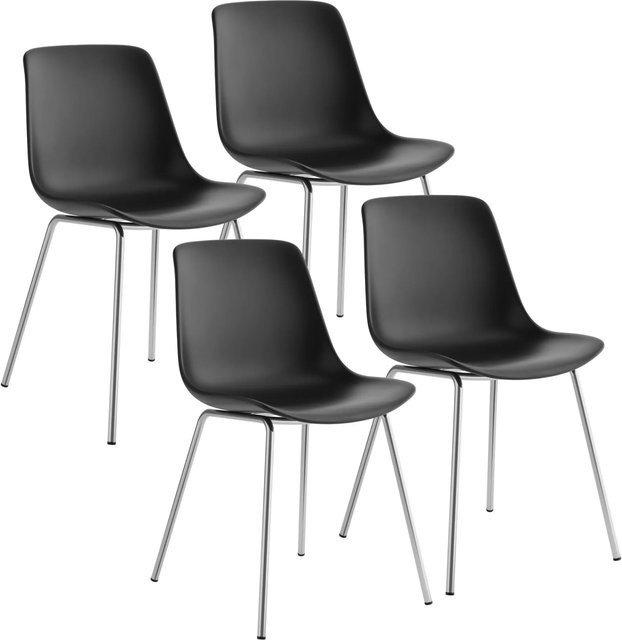 tectake Mave Kunststoffstuhl 4er Set in Schwarz mit Stahlbeinen B/T/H: 46 x 55 x 80,5 cm - Bild 2