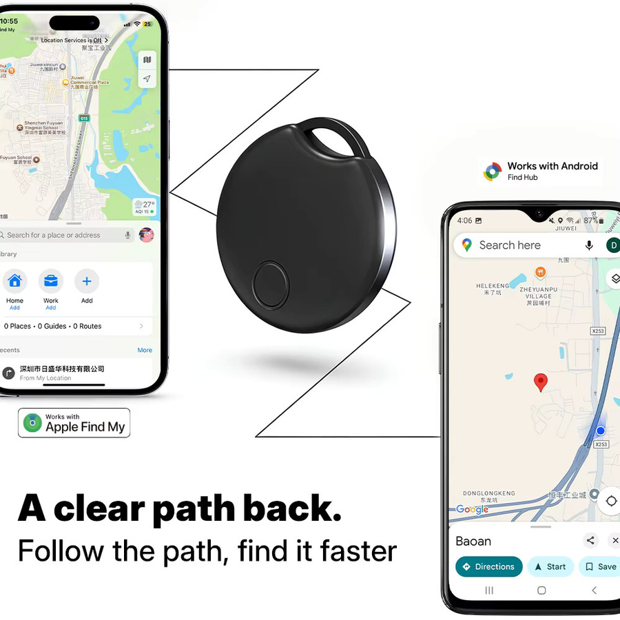 HaveDeer 4er-Set 2-in-1 Dual-Mode Smart Tracker für Apple Find My und Google Find My Device App zur globalen Ortung für iOS und Android, Schwarz und Weiß - Bild 2