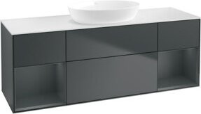 V&B Waschtischunterschrank Finion mit Wandbeleuchtung, Farbe Grau lackiert, Breite: 160 cm, Tiefe: 50,1 cm - Bild 1