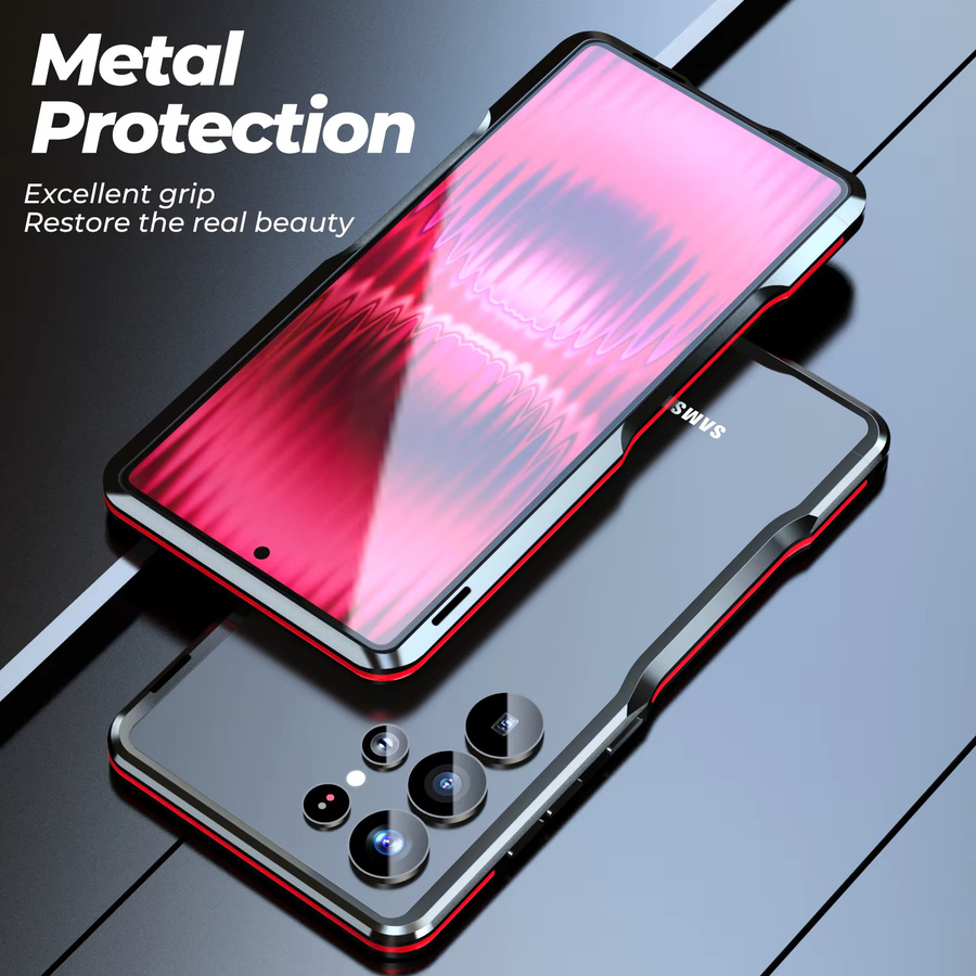 Aluminium-Stoßfänger-Rahmen Handyhülle für Samsung Galaxy S26 S25 S24 S23 Ultra mit Kantenschutz in Schwarz - Bild 5