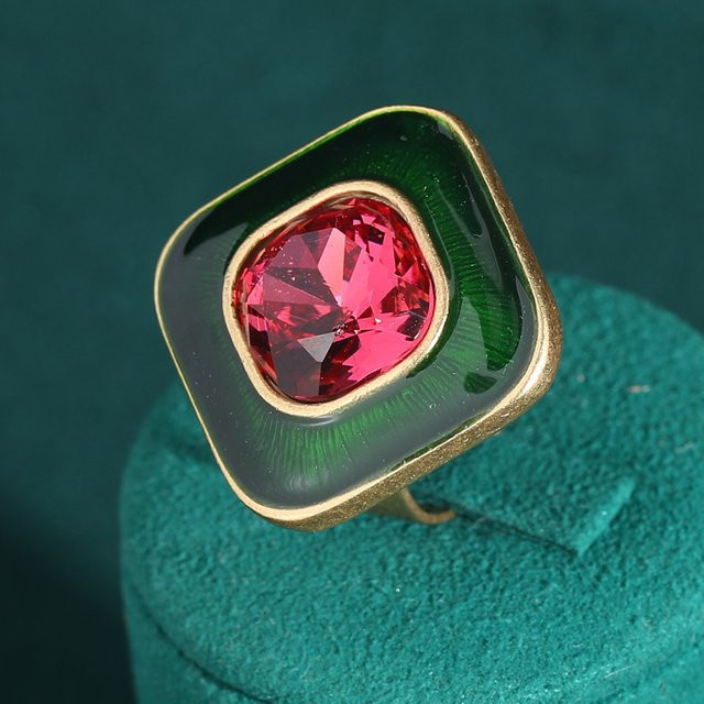 Icareu Ring, Rosa Kristall, Grüne Emaille, Damen - Bild 1