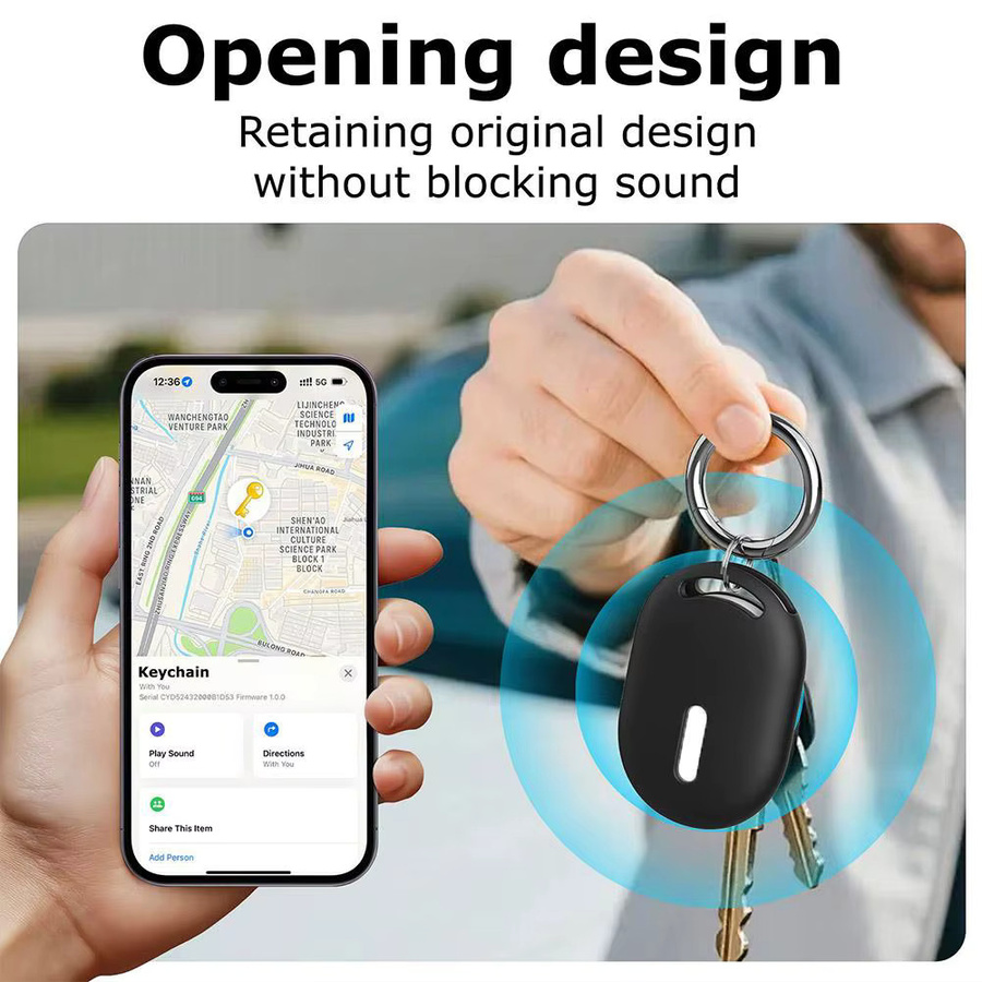 Silikon-Schutzhülle für Xiaomi Tag mit Metall-Schlüsselring in Orange oder Schwarz - Bild 3