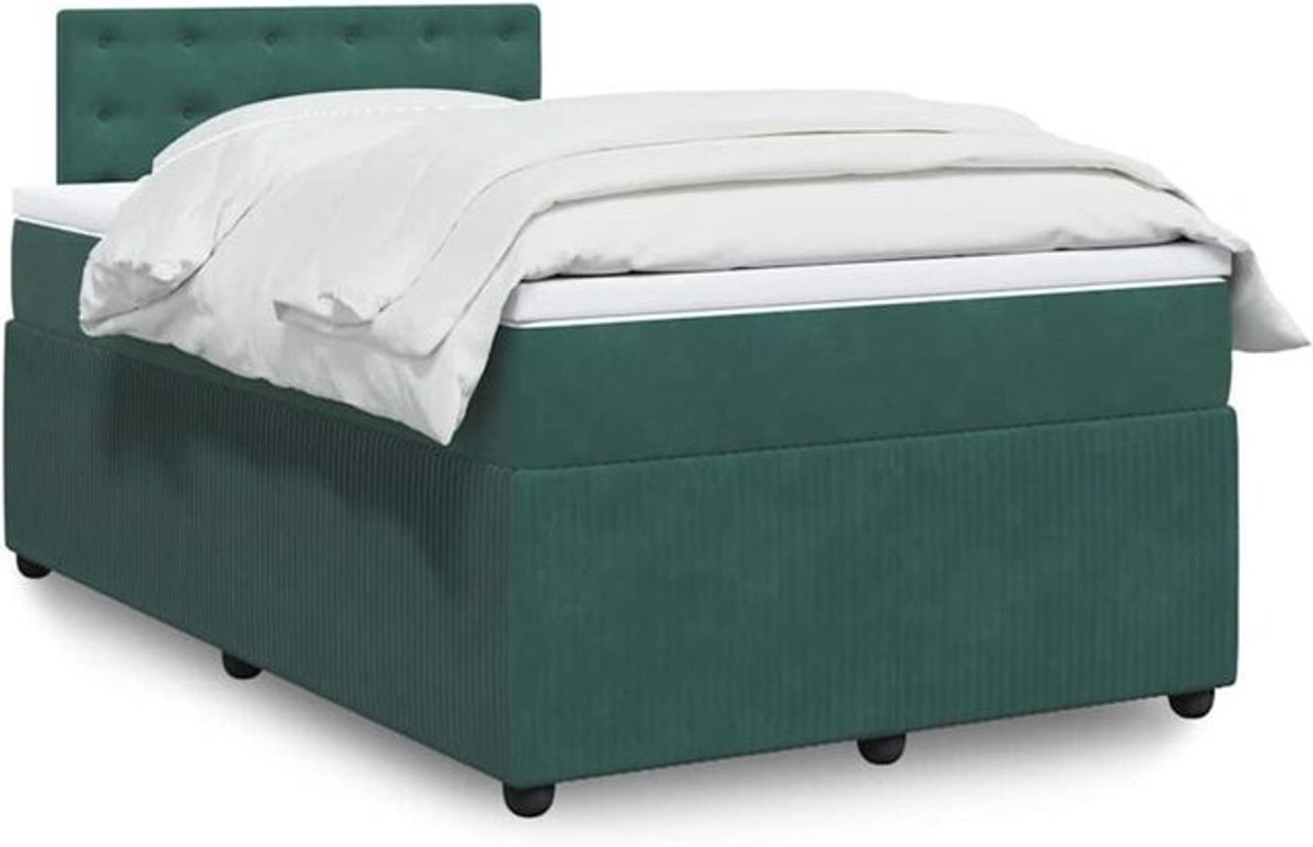 vidaxl Boxspringbett mit Matratze in Dunkelgrün aus Samt, B/T: 120 x 190 cm - Bild 1