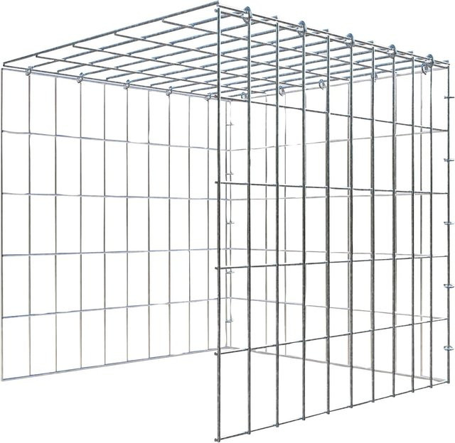 Gabiona C-Ring Anbaukorb Typ 4 in Silbergrau, Maschenweite 5 x 10 cm, B/T/H: 50 x 50 x 50 cm - Bild 1