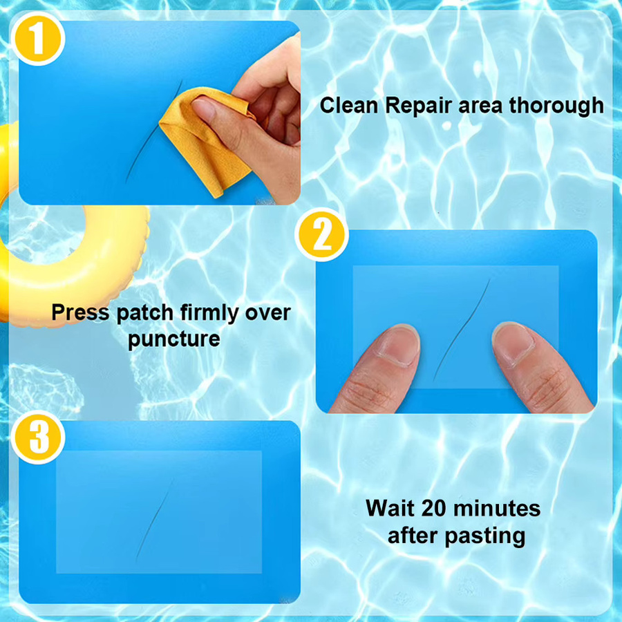 10 Stück MOJOYCE Pool-Reparaturpflaster aus PVC, wasserdichte selbstklebende Aufkleber in Transparent zur Reparatur von Poolfolien - Bild 2