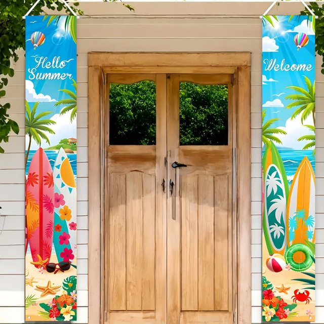 VIKAMA Hawaiianisches Strand-Türschild-Set zur Dekoration für Garten und Veranda, Mehrfarbig, B/H: 180 x 30 cm - Bild 1