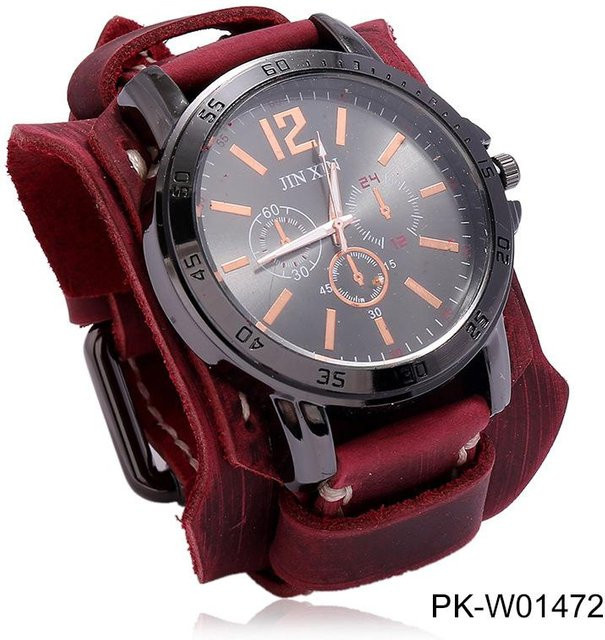 YIRAN Armbanduhr, Analoguhr, Quarz, Leder, Grau, Unisex - Bild 1