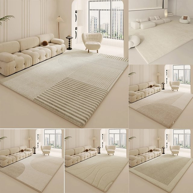 Modestil Plüschteppich in Weiß, weicher und flauschiger Teppich für Wohnzimmer und Schlafzimmer im minimalistischen Design - Bild 1