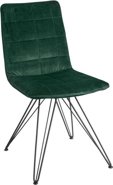 VEGA Schalenstuhl Milaria Set aus 2 Stück, Samt in Tannengrün mit schwarzem Metallgestell, B/T/H: 60 x 51 x 88,5 cm - Bild 1