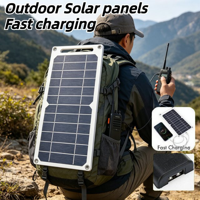 EESBAO Tragbares Solarpanel USB-Ladegerät mit USB-A Anschluss für Handy und Powerbank - Bild 1