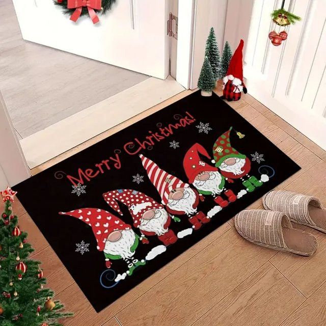 VIKAMA Weihnachts-Badematte multicolor, rutschfeste und saugfähige Badematte für dein Badezimmer - Bild 1