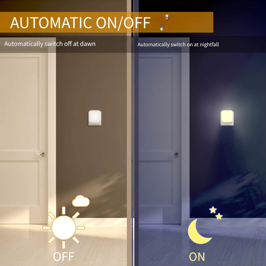 2-teiliges Ouelico Plug-in Nachtlicht in Weiß mit Lichtsensor und dimmbarer Helligkeit in Warmweiß - Bild 3