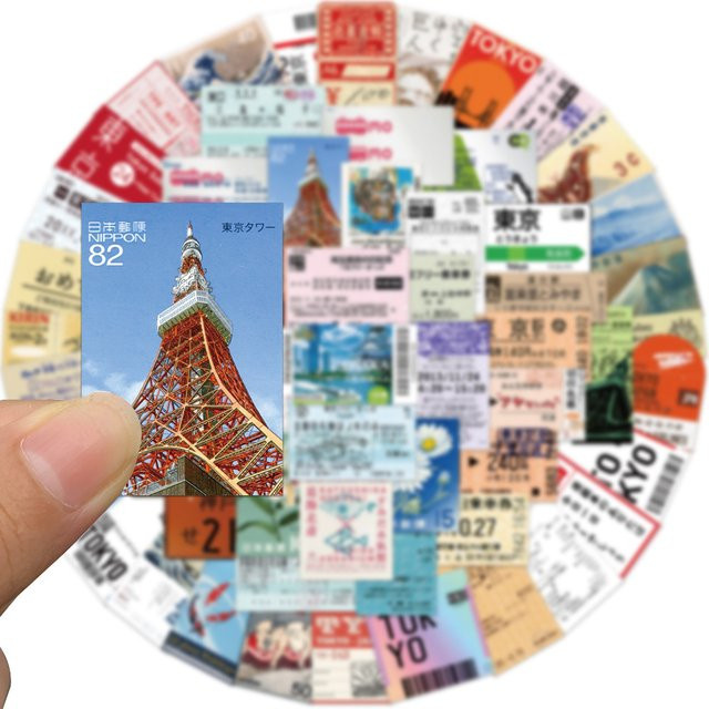 GOGOTU Japanische Vintage-Ticket-Aufkleber, 60-teiliges Set, multicolour - Bild 1
