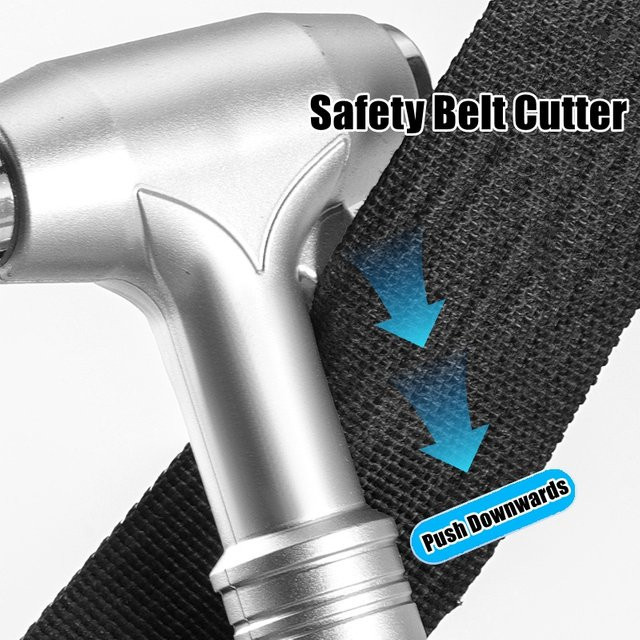 NIUXIANG Multifunktionaler Auto-Sicherheitshammer aus Metall in Silber mit Sicherheitsgurtschneider und Fensterbrecher für Notfälle - Bild 1