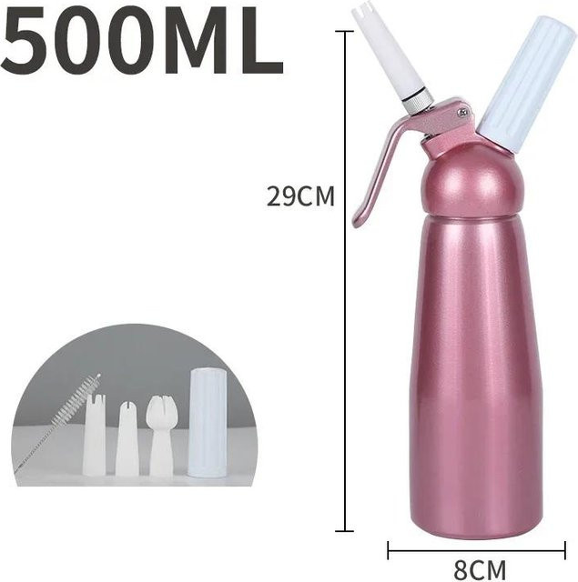 Step Zone Sahnesiphon aus Edelstahl in Pink, wiederverwendbare Sahnepistole und Sahneschäumer für 250ml, 500ml oder 1000ml - Bild 1