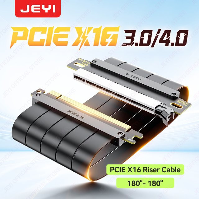 JEYI PCIe 4.0 X16 GPU-Riser Verlängerungskabel für RTX 4090/4080 und RX 7900 XTX, Schwarz - Bild 1