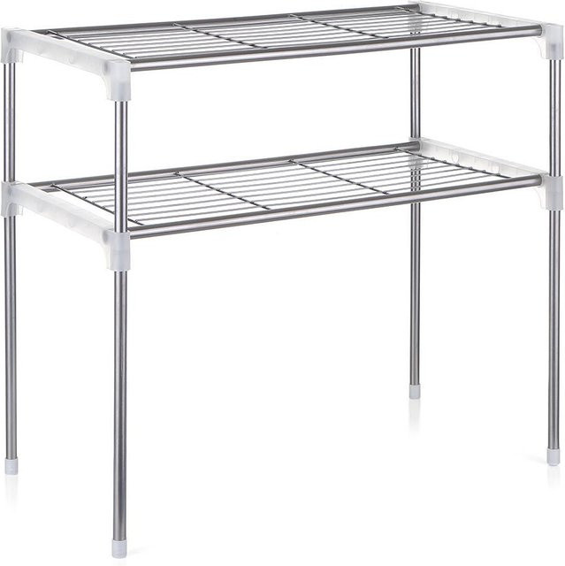 Igeteck Multifunktionales 2-stufiges Küchenregal für Mikrowellen in Grau und Silber - Bild 1