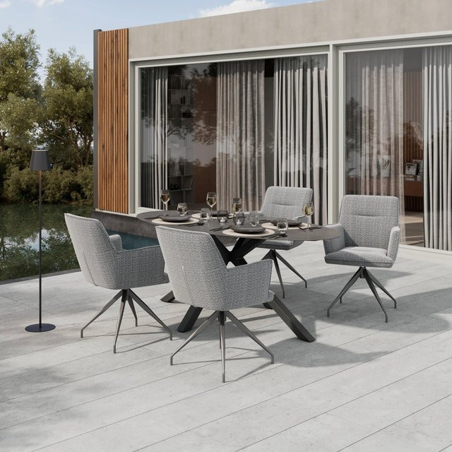 Mömax Gartentisch Bari in Anthrazit mit Glasplatte, B/T/H: 200 x 100 x 75 cm - Bild 1