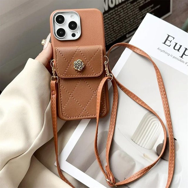 FLYKYLIN Luxus Crossbody Lederhülle mit Lanyard und Brieftasche für Xiaomi Redmi Note 14 Pro 5G, POCO F6, C75 und Redmi Note 14 4G in Braun - Bild 1